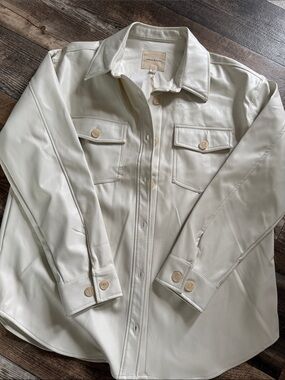 Women’s faux leather button up
